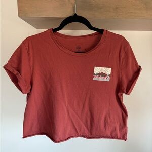 Billabong Red Cuffed Sleeve Crop T-Shirt